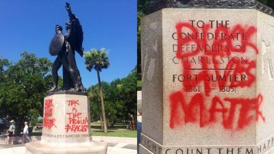 Protesters Paint 'Black Lives Matter' on Confederate Statue