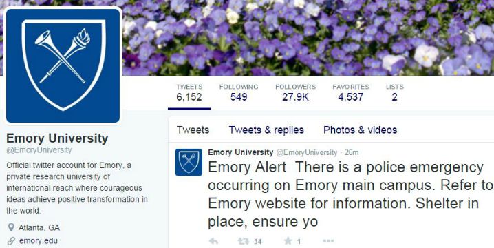 Police emergency on Emory University's main campus