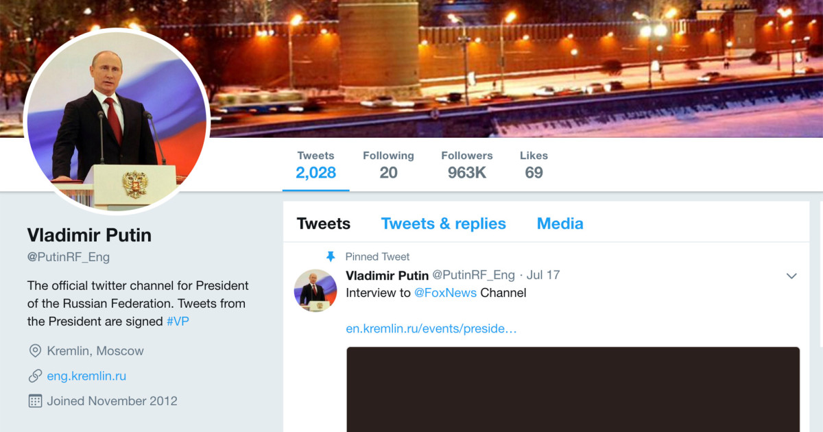 Putin Twitter Fake Putin Twitter Account Fooled More Than a Dozen Major News Outlets ...
