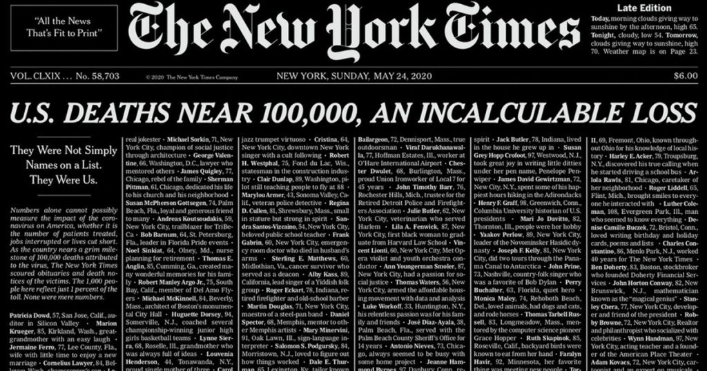 sunday’s-heart-wrenching-new-york-times-cover-marks-almost-100,000-coronavirus-deaths-in-the-us