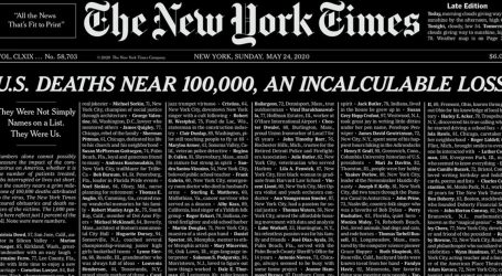 Sunday’s Heart-Wrenching New York Times Cover Marks Almost 100,000 Coronavirus Deaths in the US