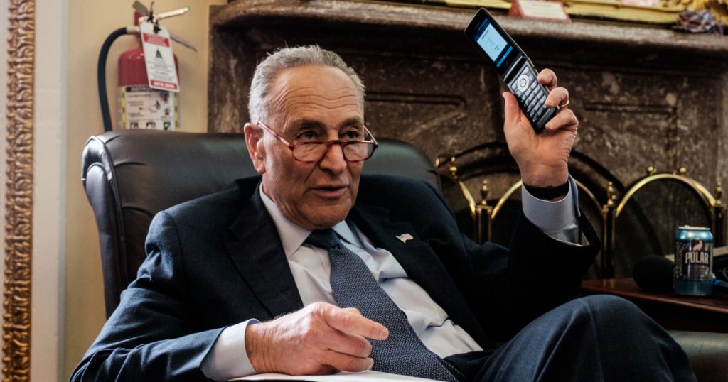 how-does-chuck-schumer-keep-democrats-together?-a-flip-phone.